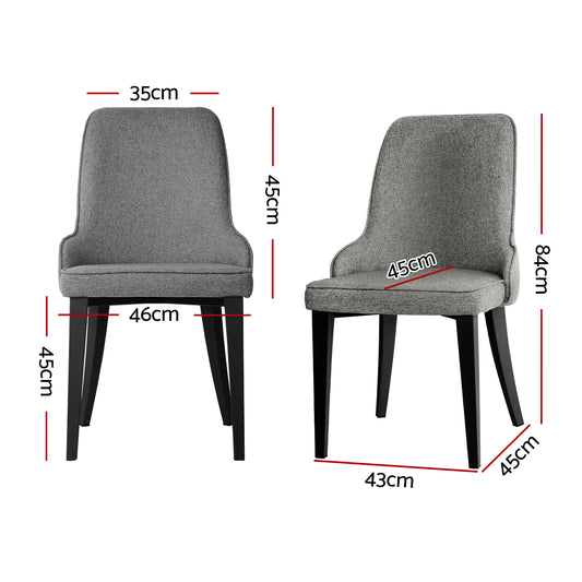 Artiss Dining Chairs Set of 4 Linen Fabric Grey