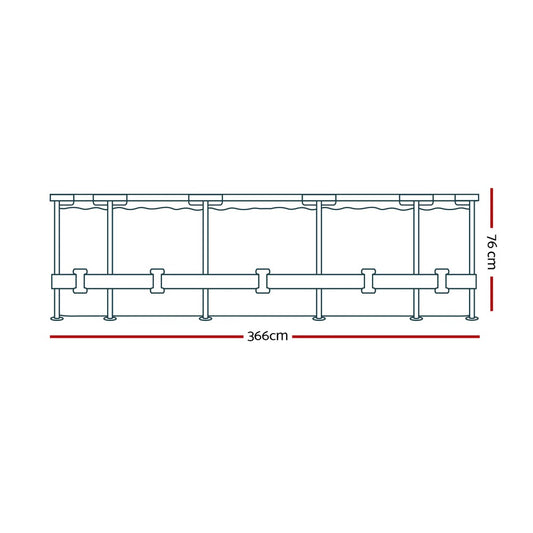Bestway Swimming Pool 366x76cm Steel Frame Round Above Ground Pools w/ Filter Pump 6473L