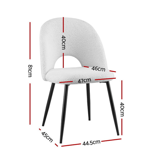 1 Set of 2 Artiss Dining Chair Boucle Sherpa