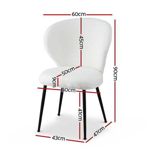 Artiss 4x Dining Chairs Sherpa Boucle Wing Back White