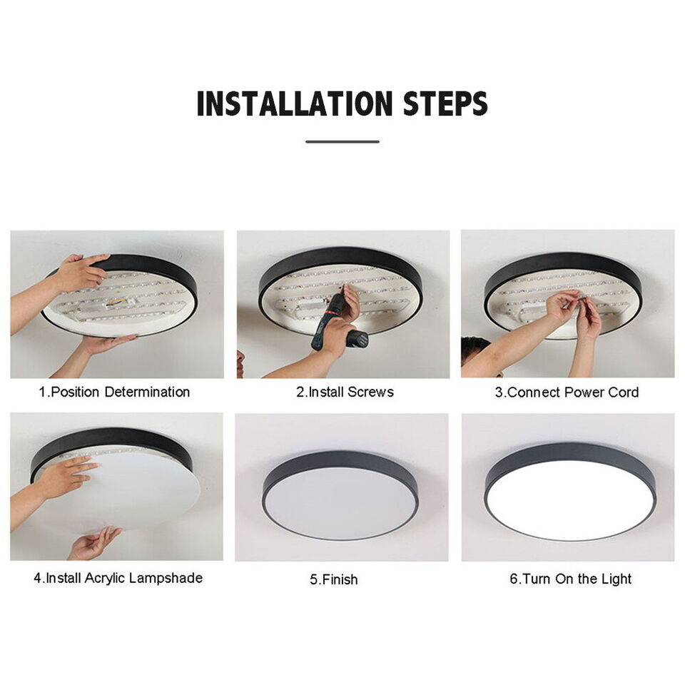 40cm black LED Ceiling Light Round 18W / 24W Oyster Lamp Modern Cool White Light