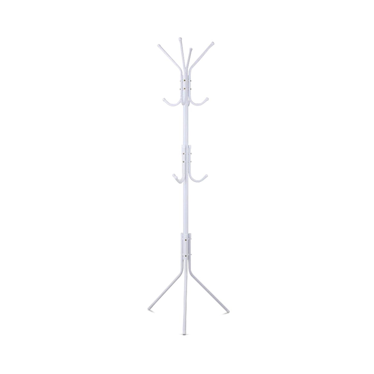 EKKIO 12 Hook Metal Coat Rack Stand with 3-Tier Hat Hanger (White) EK-CRS-100-GQR