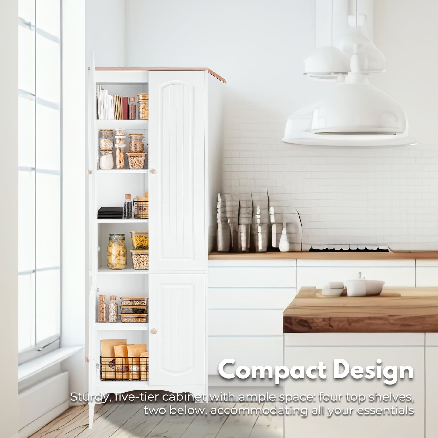 EKKIO Kitchen Storage Cabinet (White) EK-KCB-100-OY