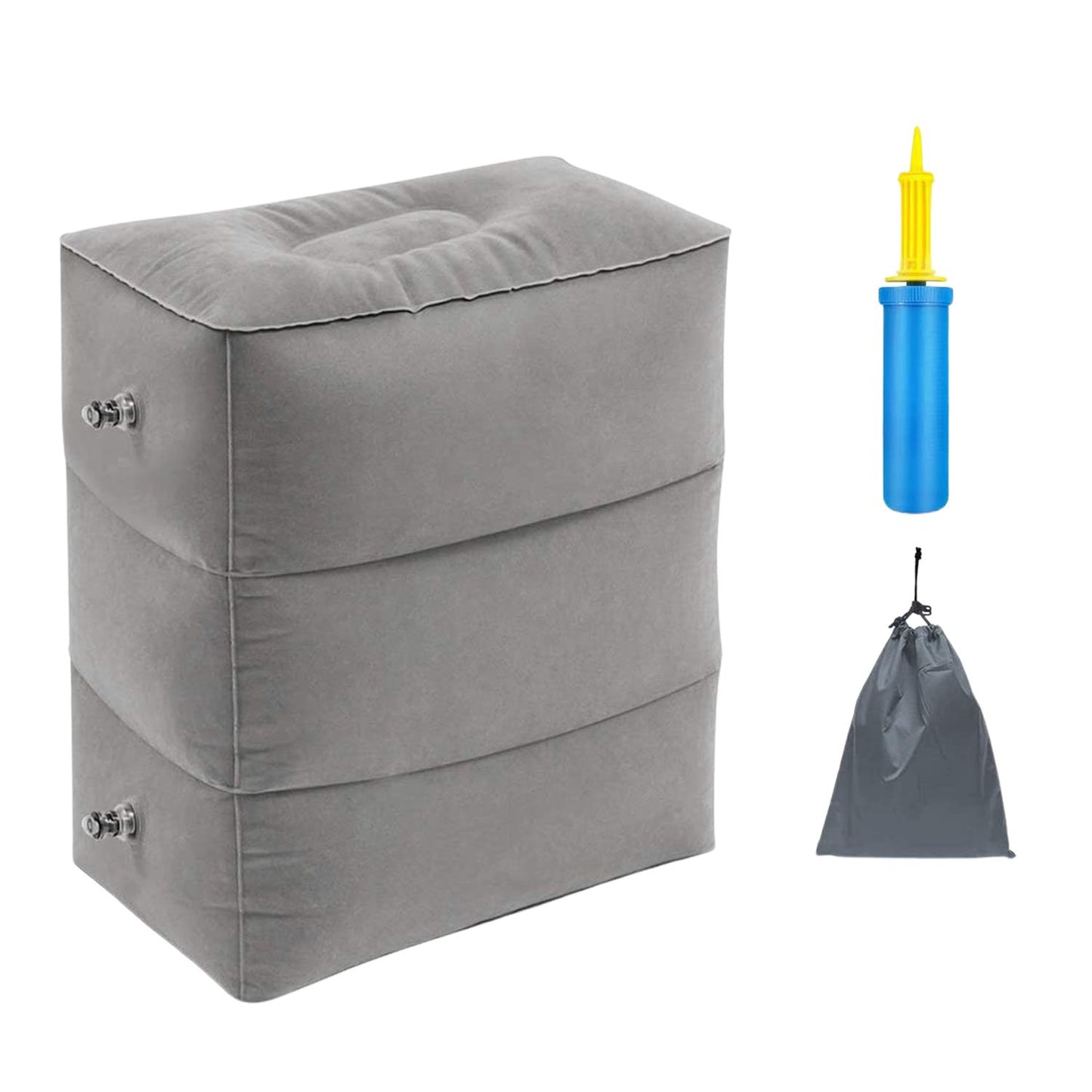 GOMINIMO Inflatable Travel Foot Rest Pillow with Adjustable Three Layers Height (Grey) GO-IFRP-101-TR