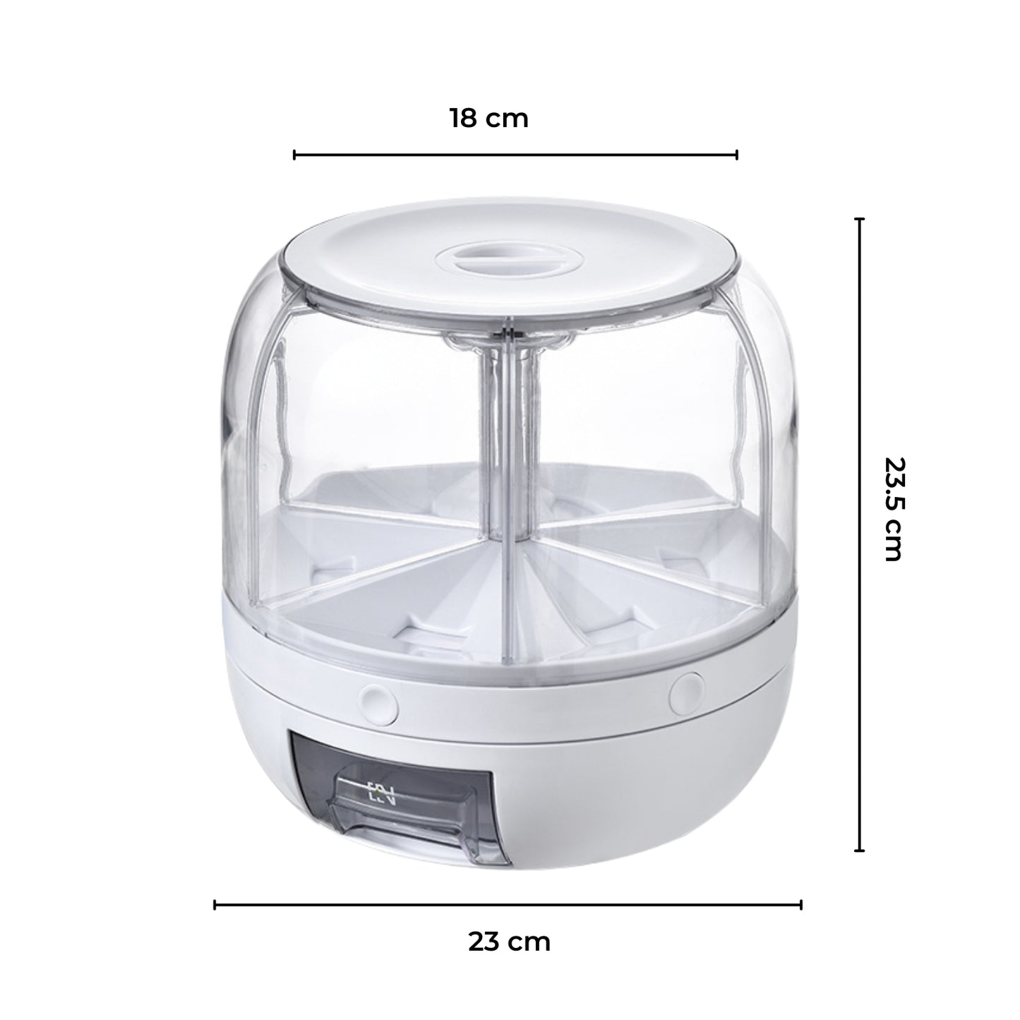 GOMINIMO 6 in 1 Rotating 360ー Grain Dispenser with Lid (White) GO-FD-108-LZ