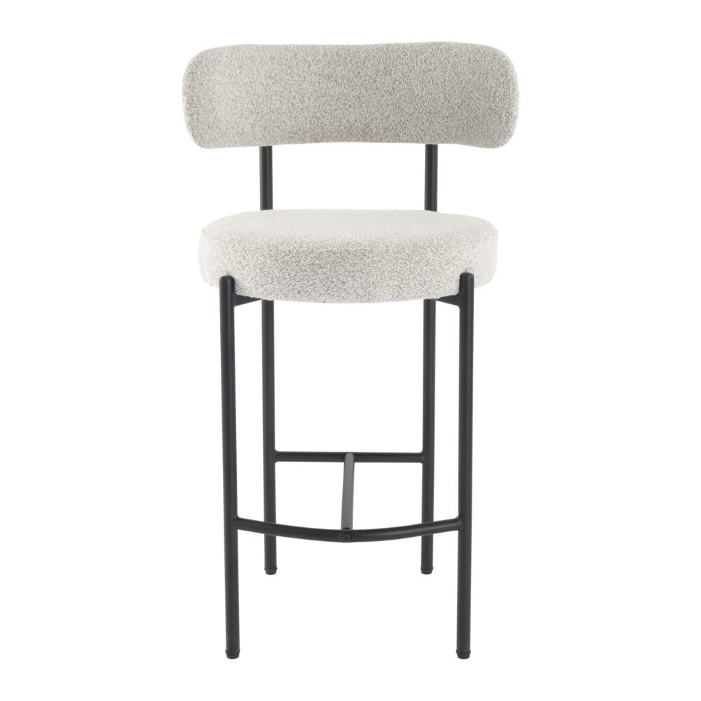 Sleek White Metal Boucle Elsa Bar Stools