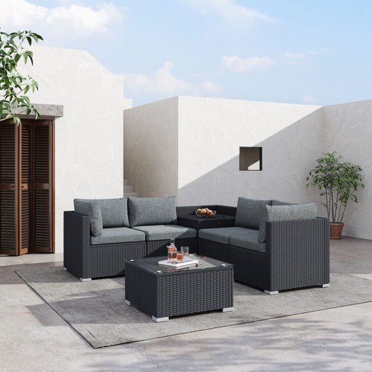6PCS Outdoor Modular Lounge Sofa Coogee – Black