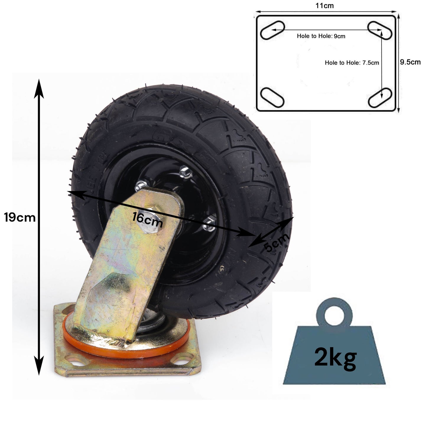 4x 6 Inch Castor Caster 2x swivel 2x fixed Pneumatic Tyres Wheels Trolley Cart Wheelbarrow