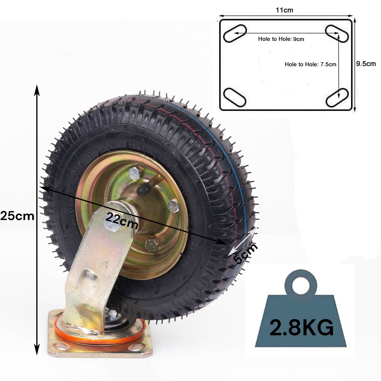4x 8 Inch Castor Caster 2x swivel 2x fixed Pneumatic Tyres Wheels Trolley Cart Wheelbarrow