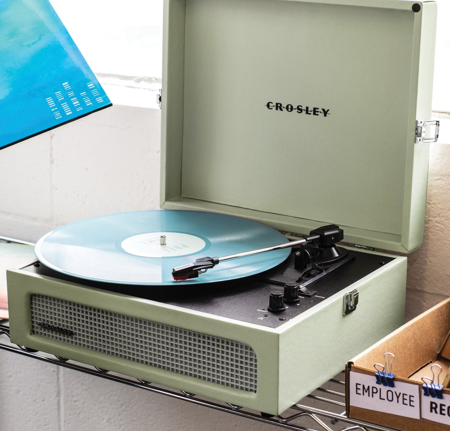 Crosley Voyager Sage - Bluetooth Portable Turntable & Record Storage Crate
