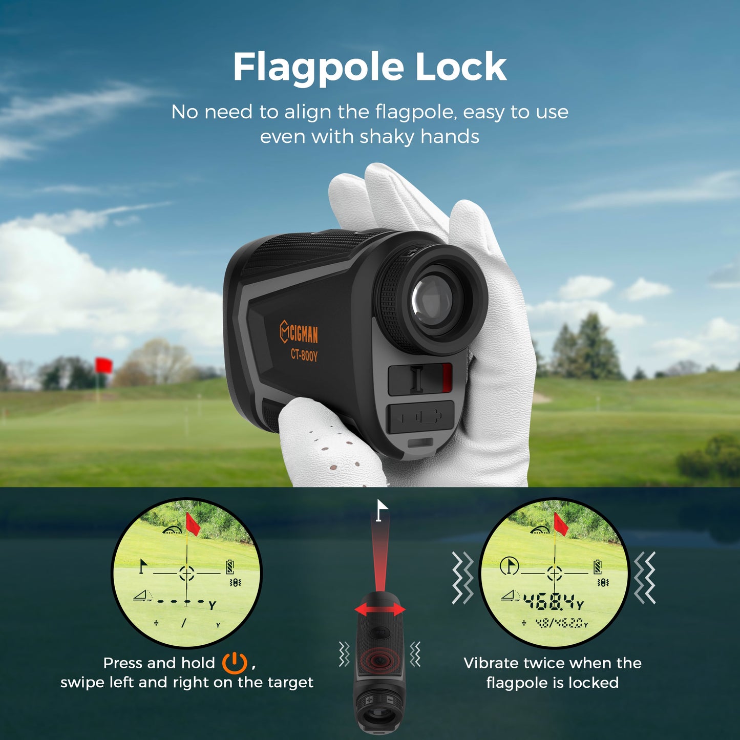 CIGMAN Golf Range Finder 800 Yards Laser Golf Rangefinder with Slope
CT-800Y