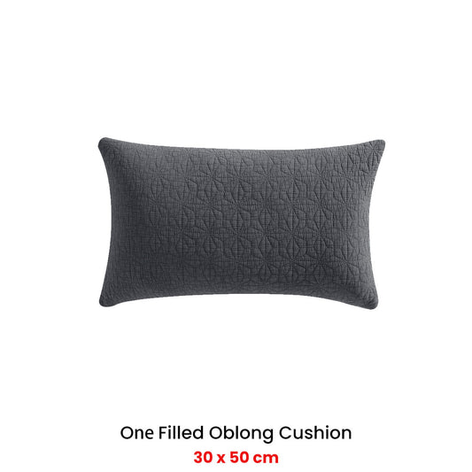 Platinum Collection Kayo Charcoal 100% Cotton Oblong Filled Cushion 30 x 50cm