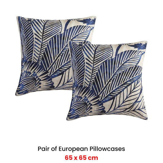 Logan & Mason Pair of Kuranda Blue European Pillowcases 65 x 65cm