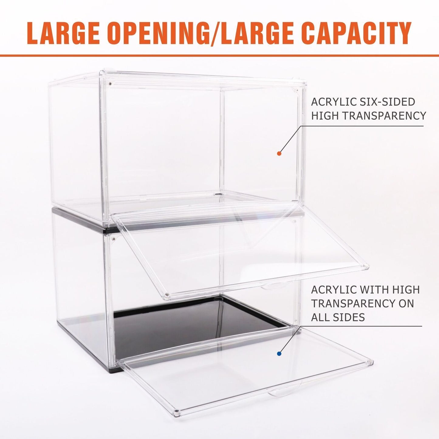 5PC Stackable Shoe Display Box Hard Acrylic Sneaker Storage Containers Case