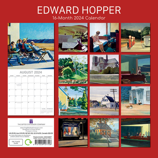 Edward Hopper - 2024 Square Wall Calendar 16 Months Arts Planner Christmas Gift