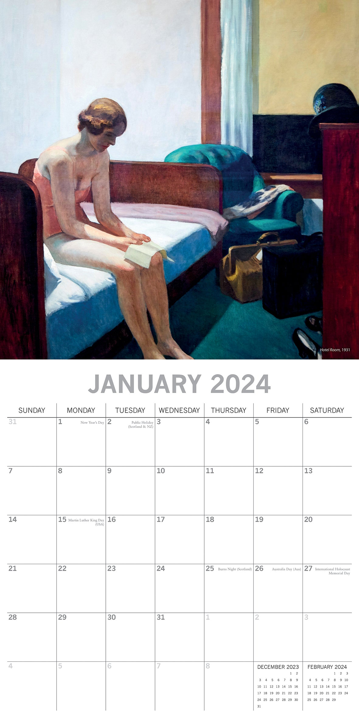 Edward Hopper - 2024 Square Wall Calendar 16 Months Arts Planner Christmas Gift