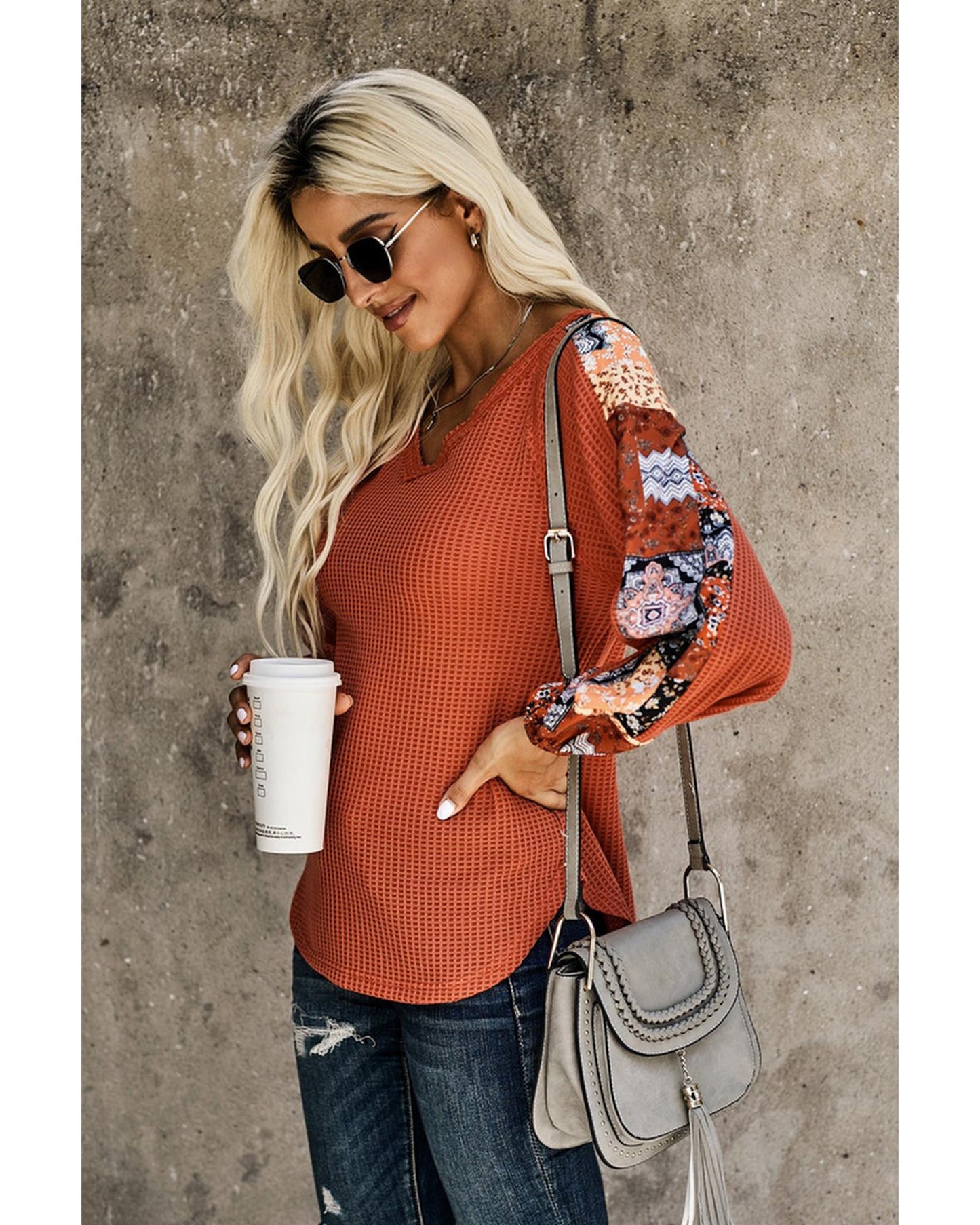 Azura Exchange Eyelet Thermal Knit Top - S