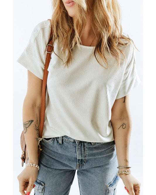 Azura Exchange Buttoned Shoulder Top - L