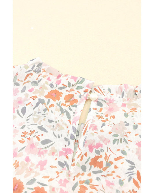 Azura Exchange Floral Print Wide Ruffle Sleeves Blouse - S