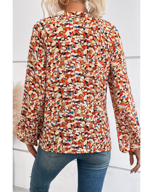 Azura Exchange Allover Print Bishop Sleeve Blouse - XL