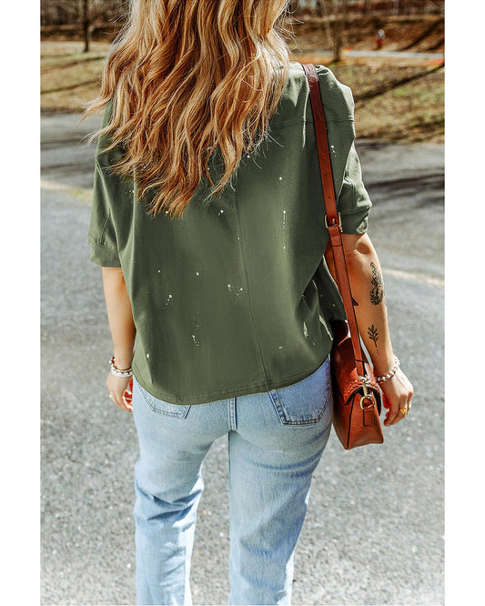 Azura Exchange Bleached Distressed Asymmetric Hem Top - XL