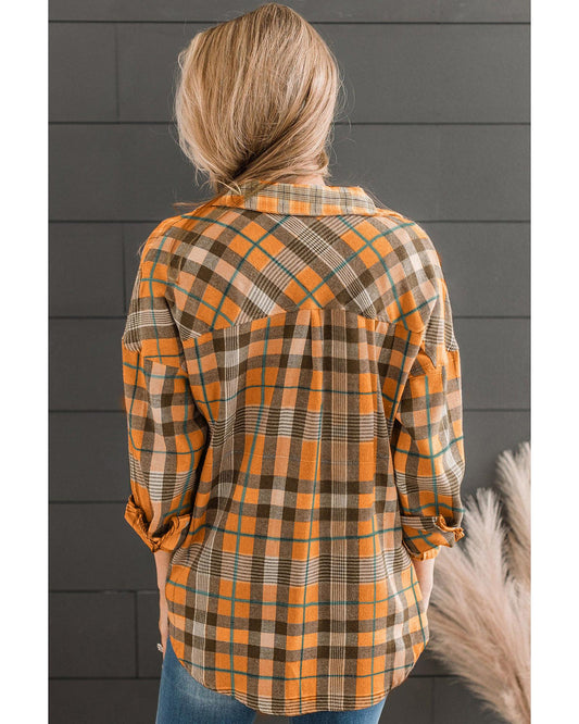 Azura Exchange Classic Plaid Pattern Drop Shoulder Shirt - L