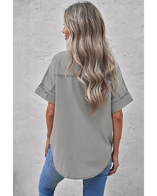 Azura Exchange Denim Shirt with Turn-down Collar - 2XL