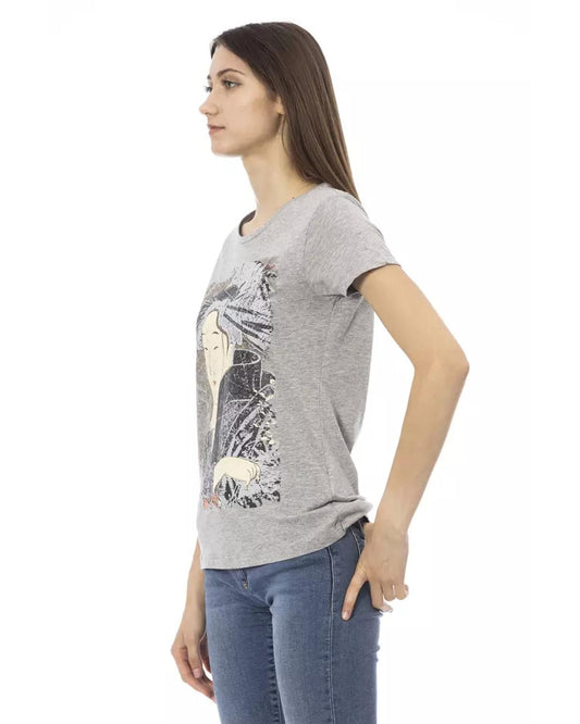 Short Sleeve T-shirt with Round Neck - Front Print XS Women