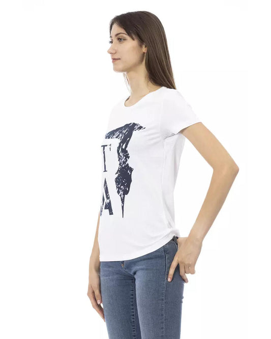 Short Sleeve T-shirt with Round Neck and Front Print XL Women