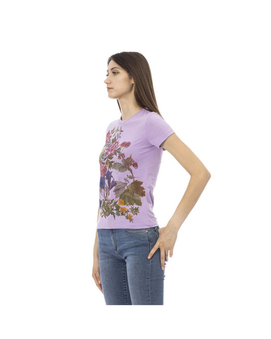 Trussardi Action Women's Elegant Purple Cotton Blend Tee - L
