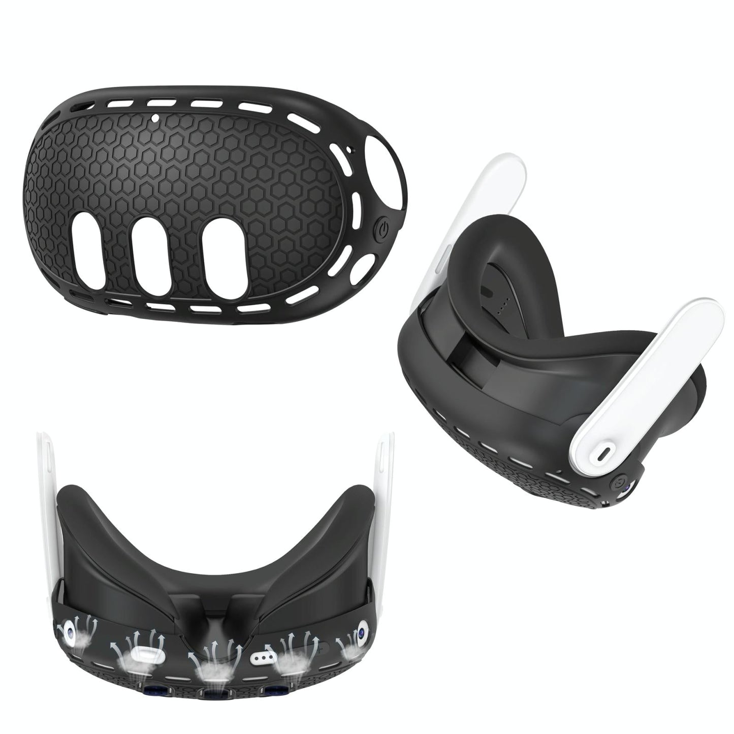 Silicone Vr Host Case For Meta Quest 3 - Fits All Sizes - White
