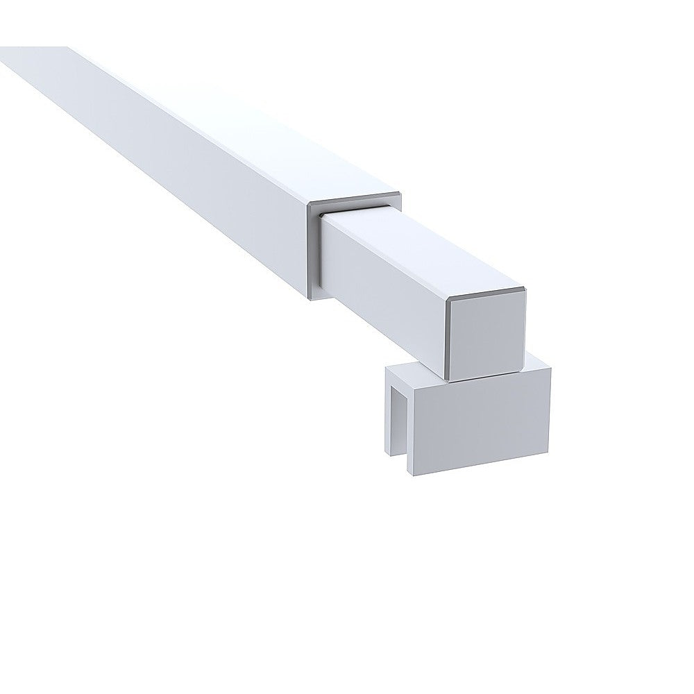 80x210cm Single Shower Glass Screen with White Wall Channel & Square Pole