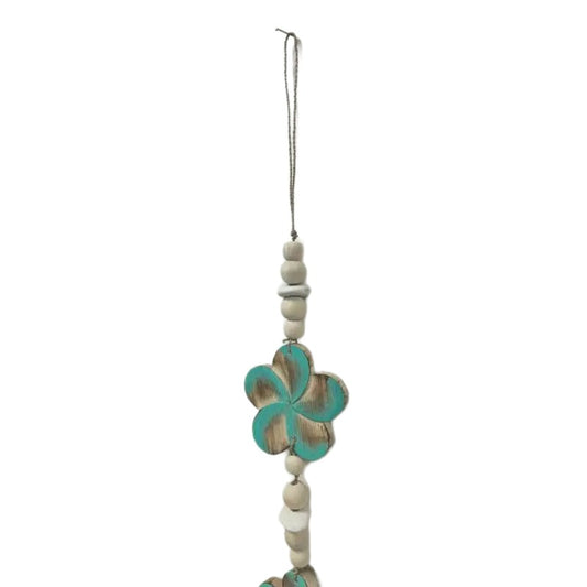 Turquoise Flowers W Beads + Tassel Mobile 90cm