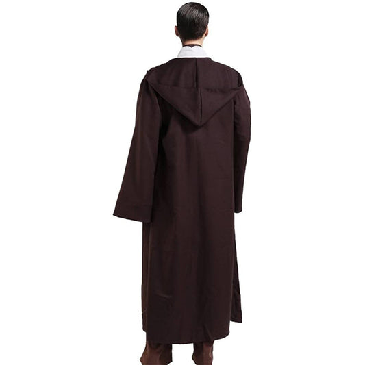 Brown Shadow Wanderer Hooded Cape - Premium Velvet Robe for Jedi, Wizard & Medieval Cosplay