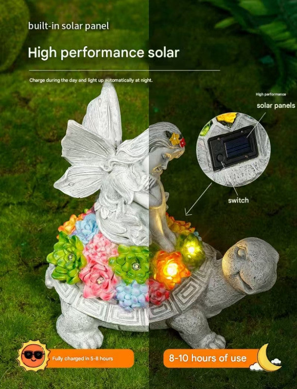 Crystal Ball Turtle Charming Solar-Powered Animal Garden Statue - Waterproof Resin Figurine with Glowing LED Accents