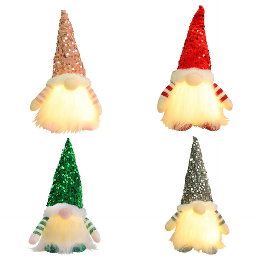 2 Pcs Grey Charming Light-Up Christmas Gnome - Festive Nordic Plush Holiday Decoration