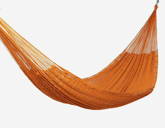 Mayan Legacy King Size Outdoor Cotton Mexican Hammock in Orange Colour