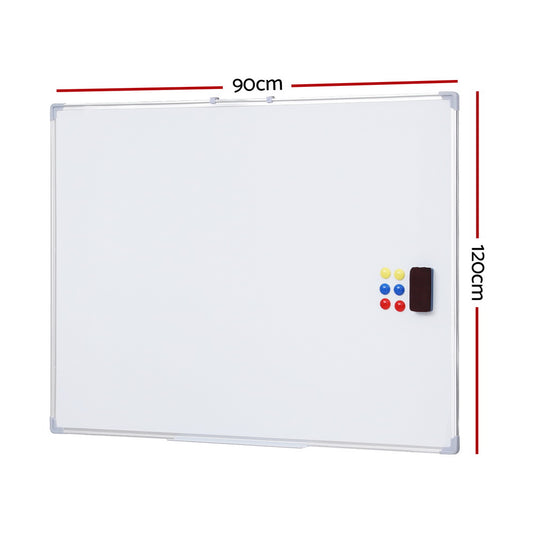 Magnetic Whiteboard 90x120cm Erase Board Marker Eraser Tray Home Office School