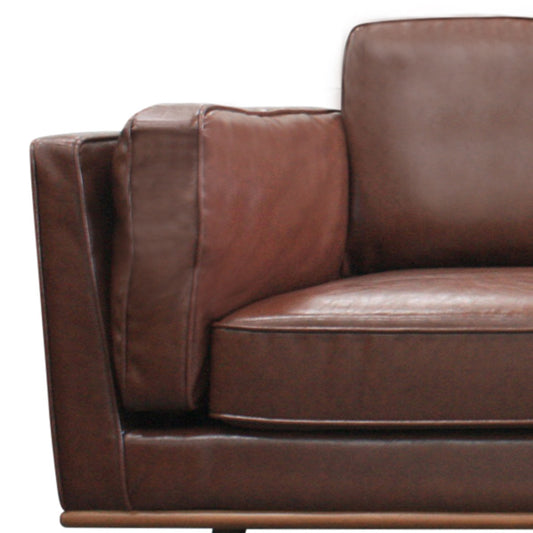 3 Seater Faux Leather Sofa Brown Lounge Set for Living Room Couch with Wooden Frame