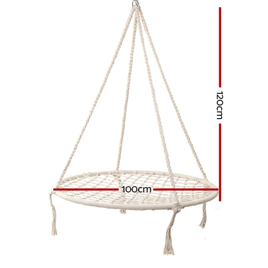 Gardeon Kids Swing Hammock Chair 100cm - Cream