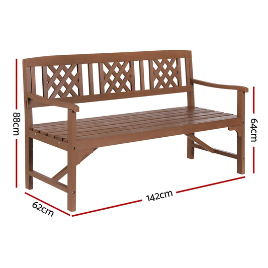 Gardeon Wooden Garden Bench 3 Seat Patio Furniture Timber Outdoor Lounge Chair Natural