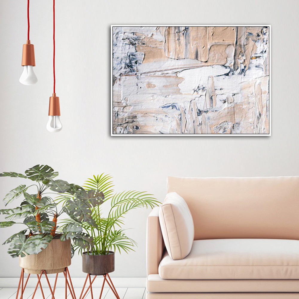 70cmx100cm Modern Abstract Oil Painting Style White Frame Canvas Wall Art