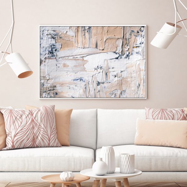 70cmx100cm Modern Abstract Oil Painting Style White Frame Canvas Wall Art