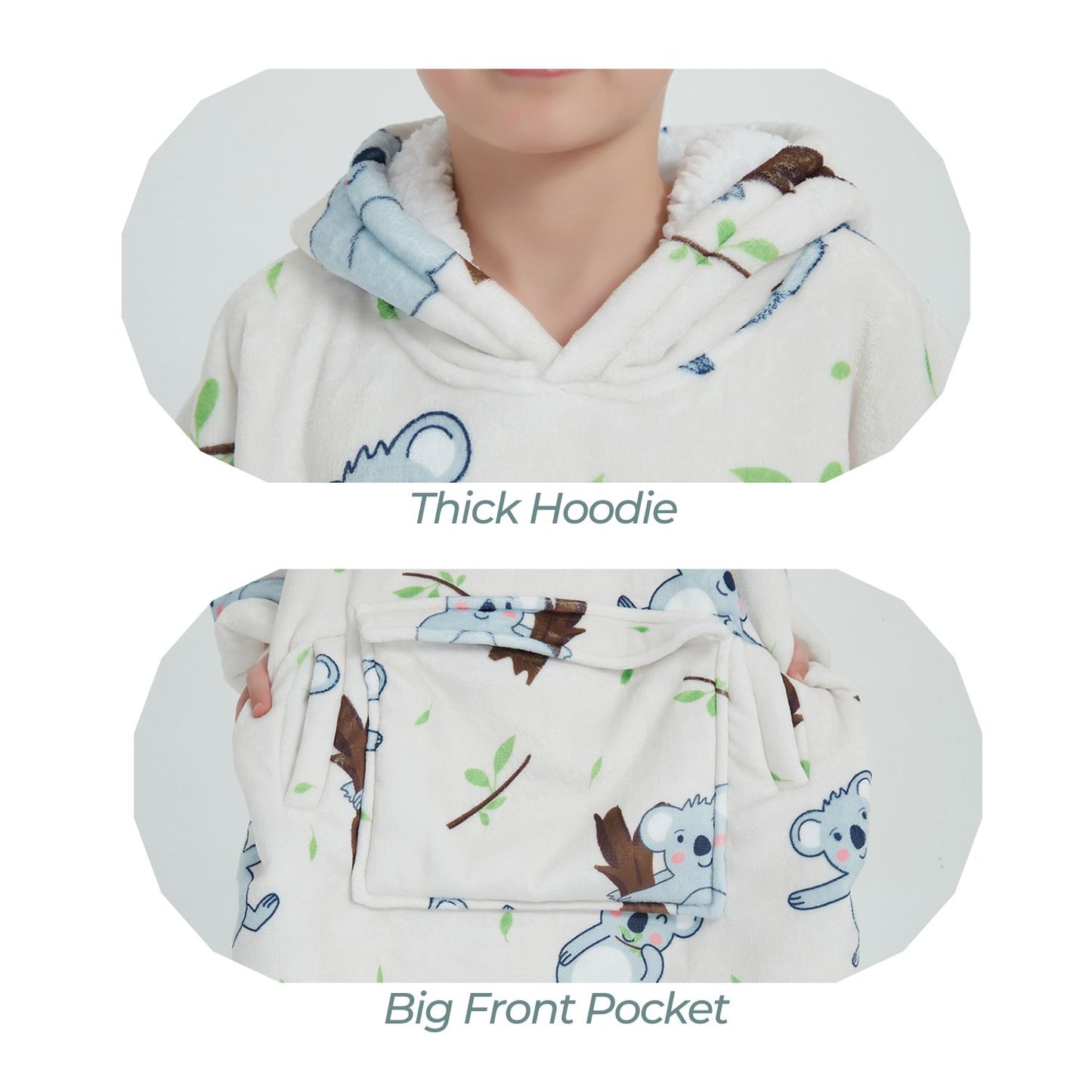 GOMINIMO Hoodie Blanket (Kids Koala Bear White) GO-HB-140-AYS