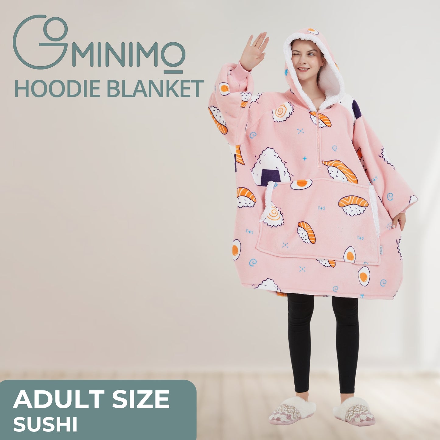 GOMINIMO Hoodie Blanket Adult (Pink Sushi)GO-HB-135-AYS