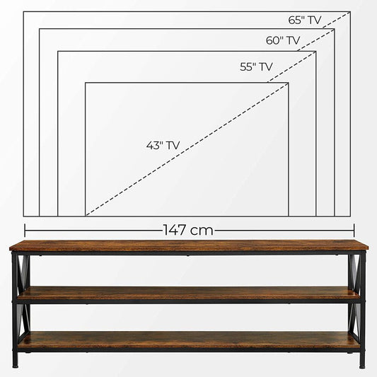 VASAGLE TV Shelf TV Cabinet Lowboard for TVs up to 65 inches Vintage Brown/Black LTV100B01