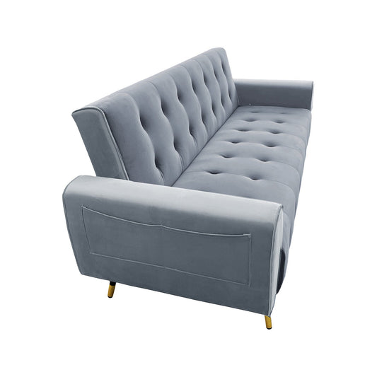 Sarantino Ava 3-seater Tufted Velvet Fabric Sofa Bed By Sarantino - Light Grey