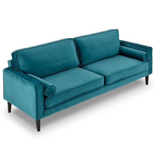 Sarantino Faux Velvet Fabric Sofa Bed Couch Furniture Lounge Suite Seat Blue