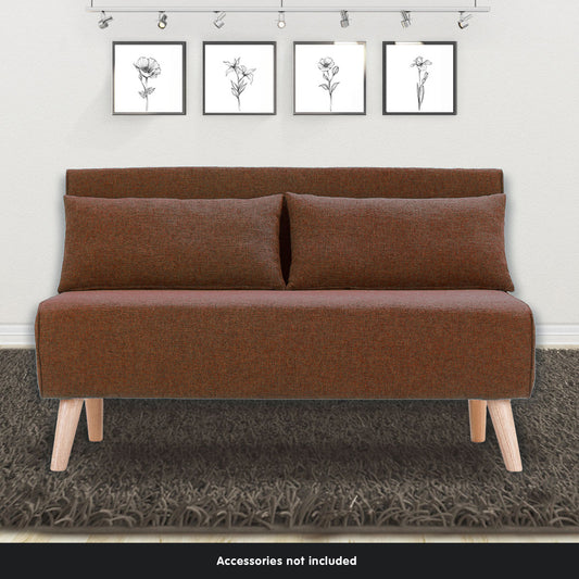Sarantino 2-Seater Adjustable Sofa Bed Lounge Faux Linen Fabric - Brown