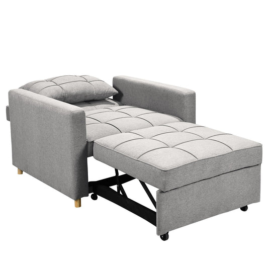 Sarantino Suri 3-in-1 Convertible Sofa Chair Bed Lounger Fabric - Light Grey